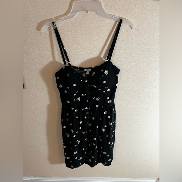 AUW Halter Top Dress Womens Large Black Floral Design Straps Pullover Summer - Picture 15 of 16